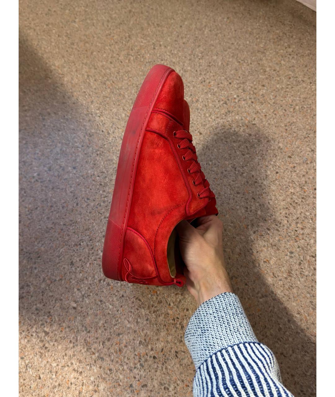 CHRISTIAN LOUBOUTIN Красные замшевые низкие кроссовки / кеды, фото 6