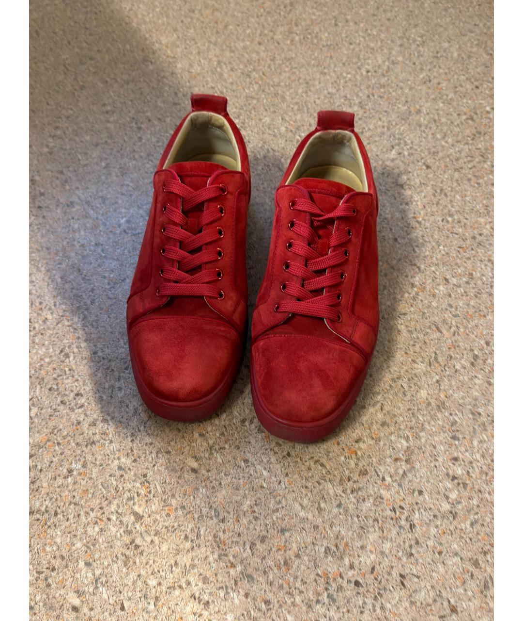 CHRISTIAN LOUBOUTIN Красные замшевые низкие кроссовки / кеды, фото 2