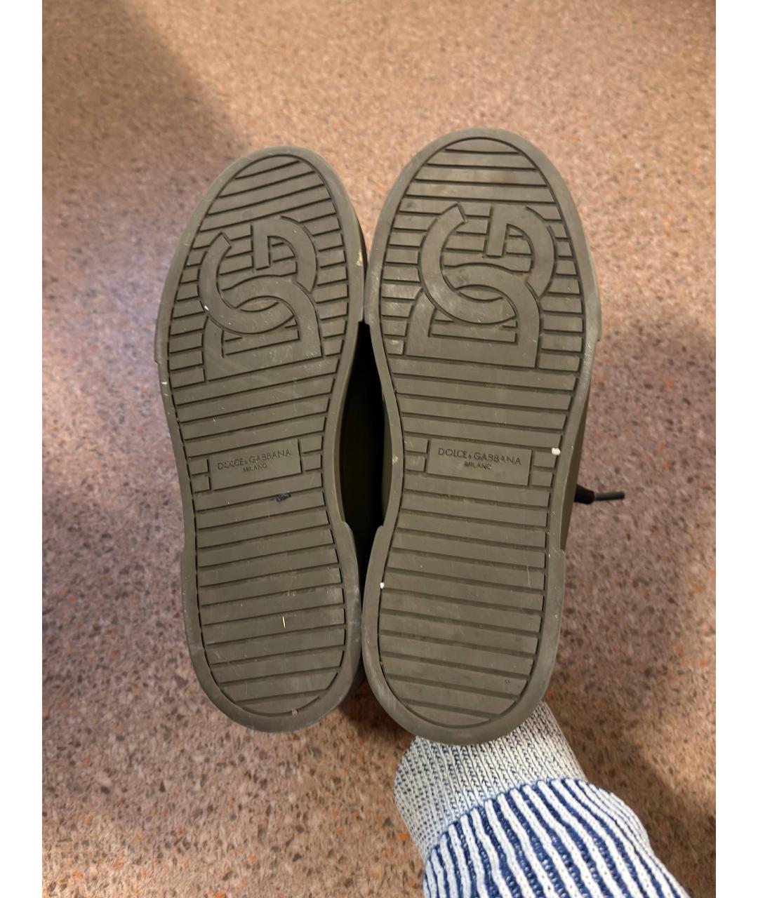 DOLCE&GABBANA Зеленые кожаные низкие кроссовки / кеды, фото 4