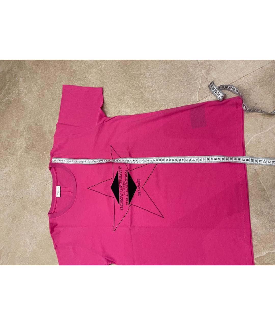 SAINT LAURENT Розовая хлопковая футболка, фото 7