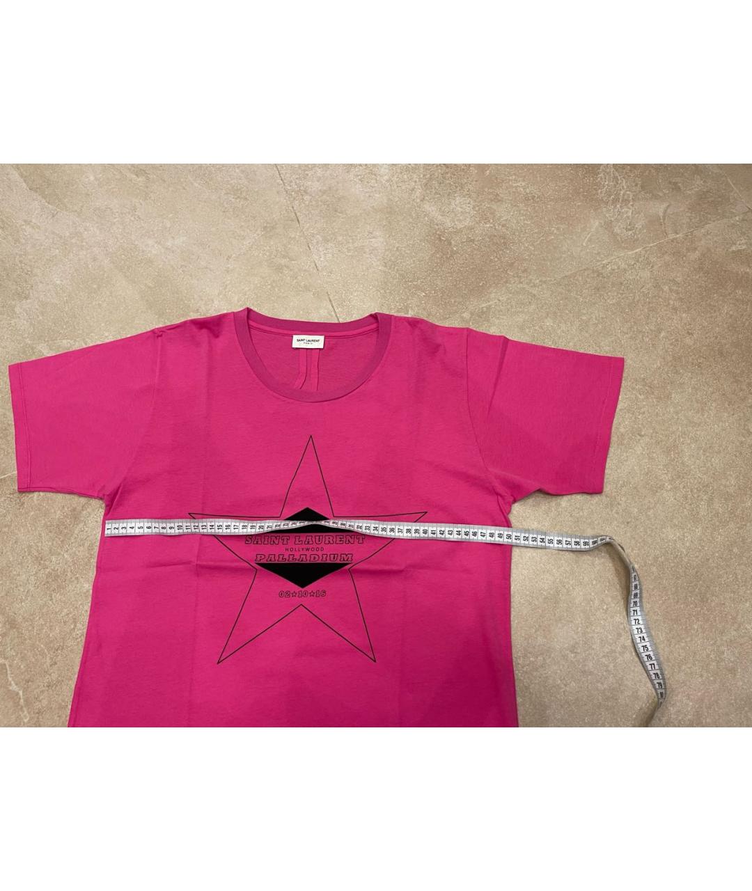 SAINT LAURENT Розовая хлопковая футболка, фото 6