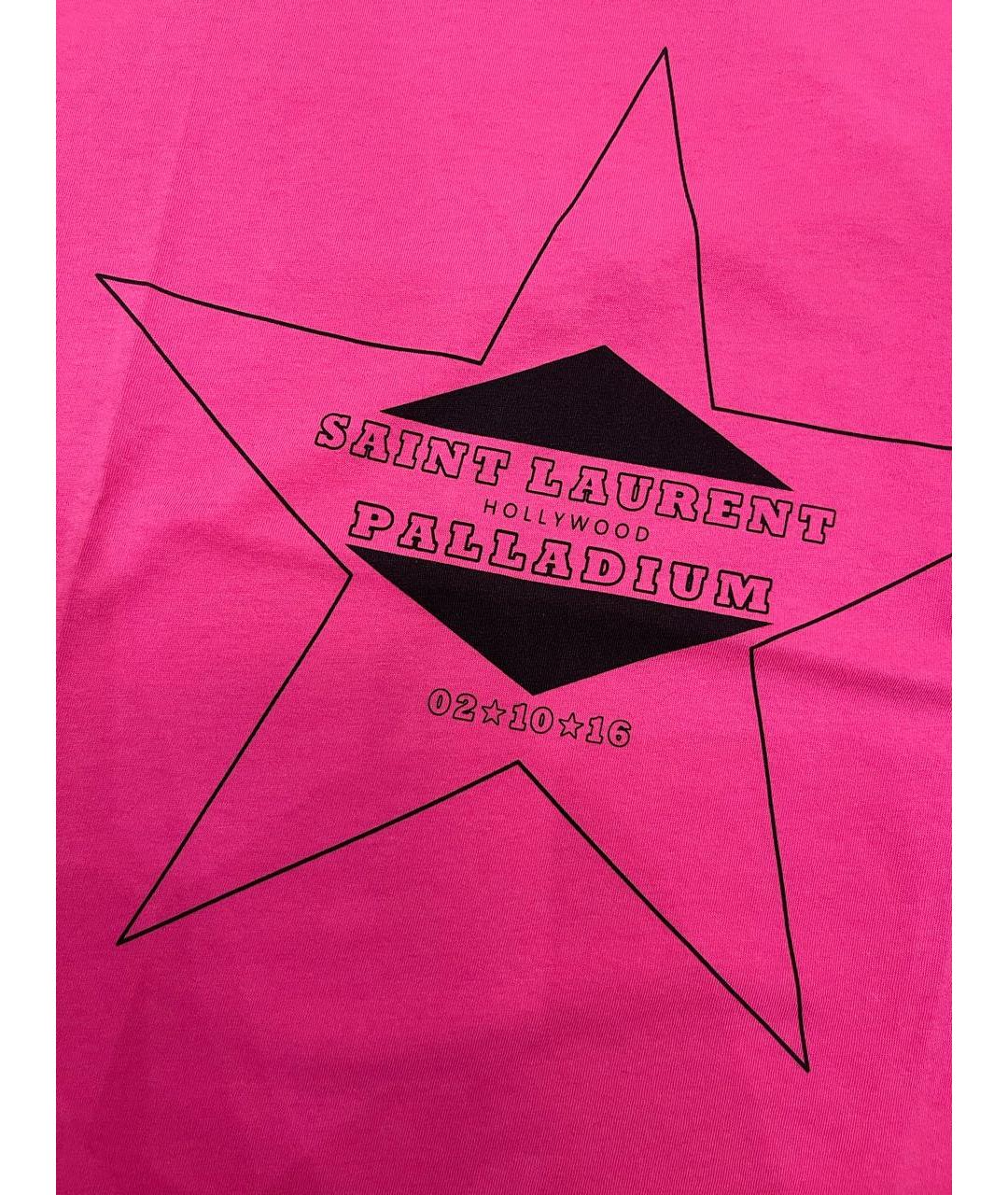 SAINT LAURENT Розовая хлопковая футболка, фото 2