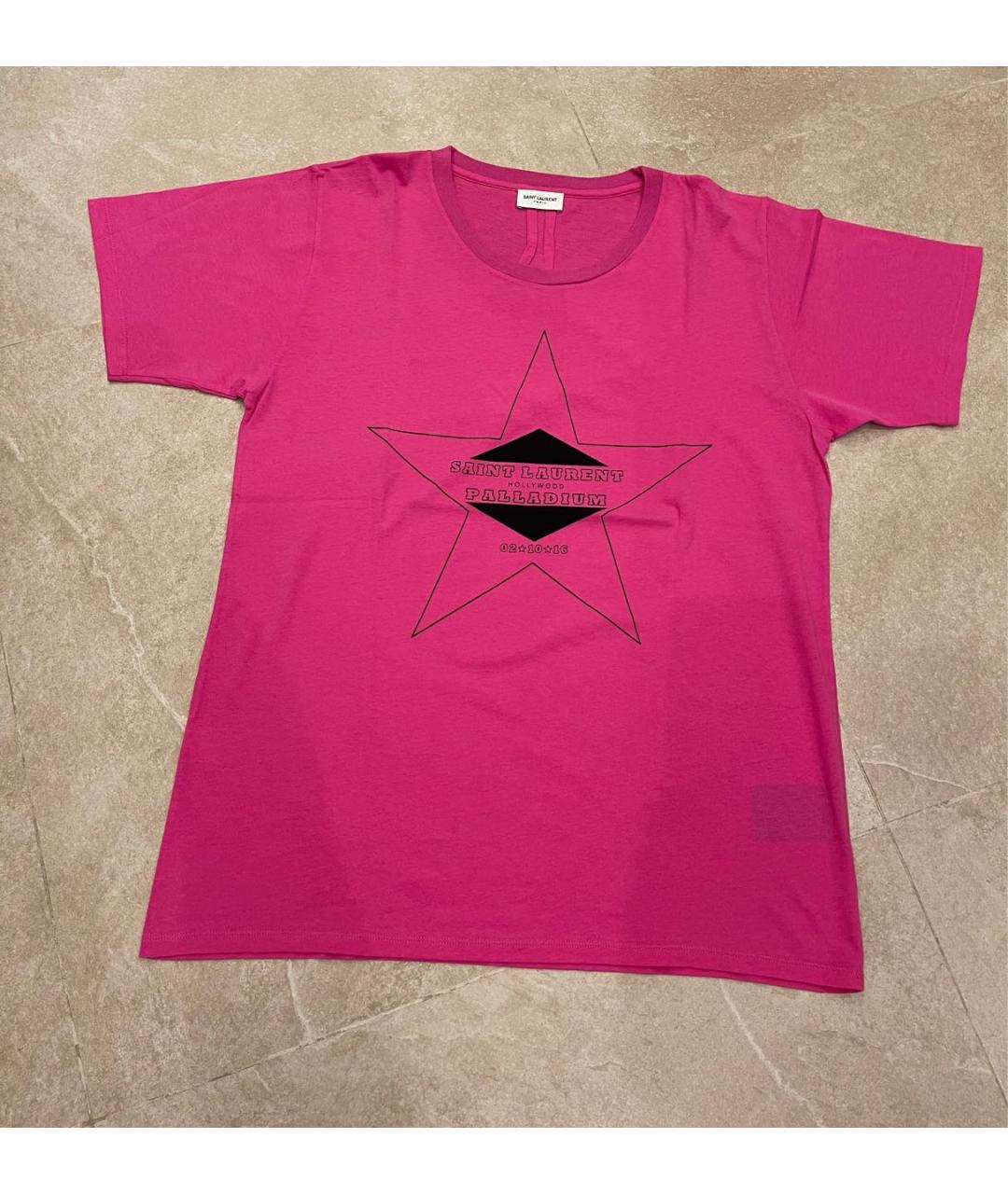 SAINT LAURENT Розовая хлопковая футболка, фото 8