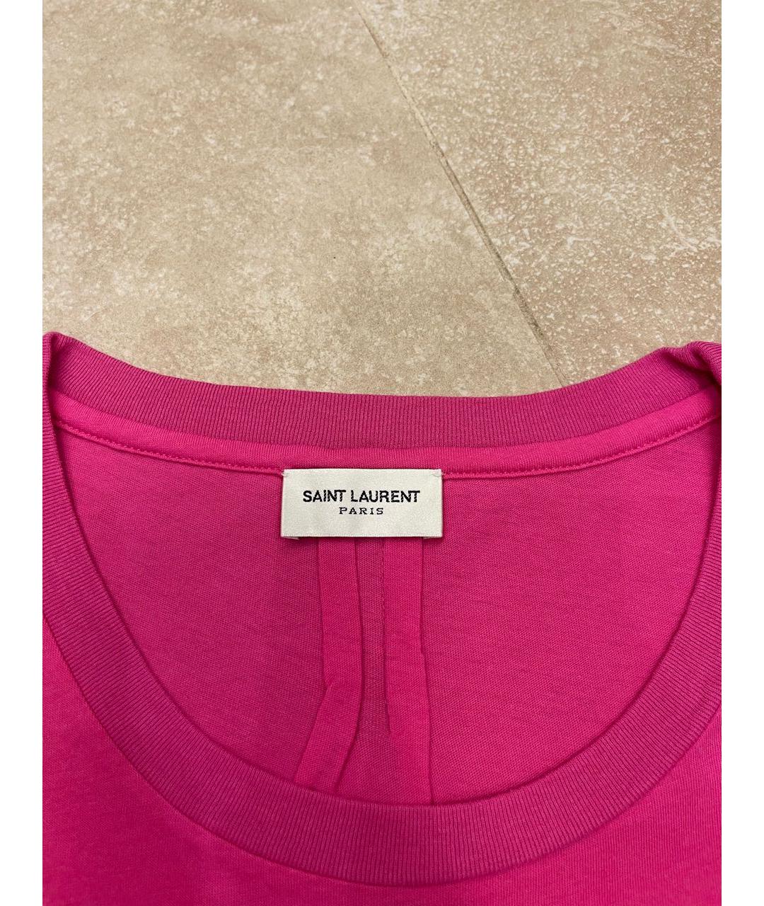 SAINT LAURENT Розовая хлопковая футболка, фото 3