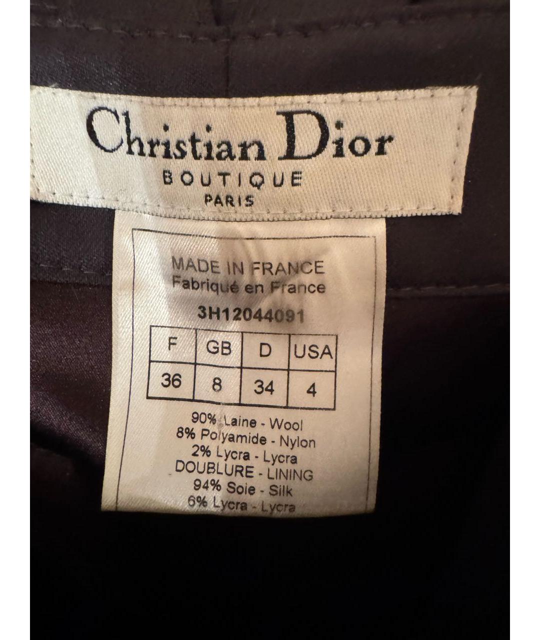 CHRISTIAN DIOR Коричневые шерстяные прямые брюки, фото 5