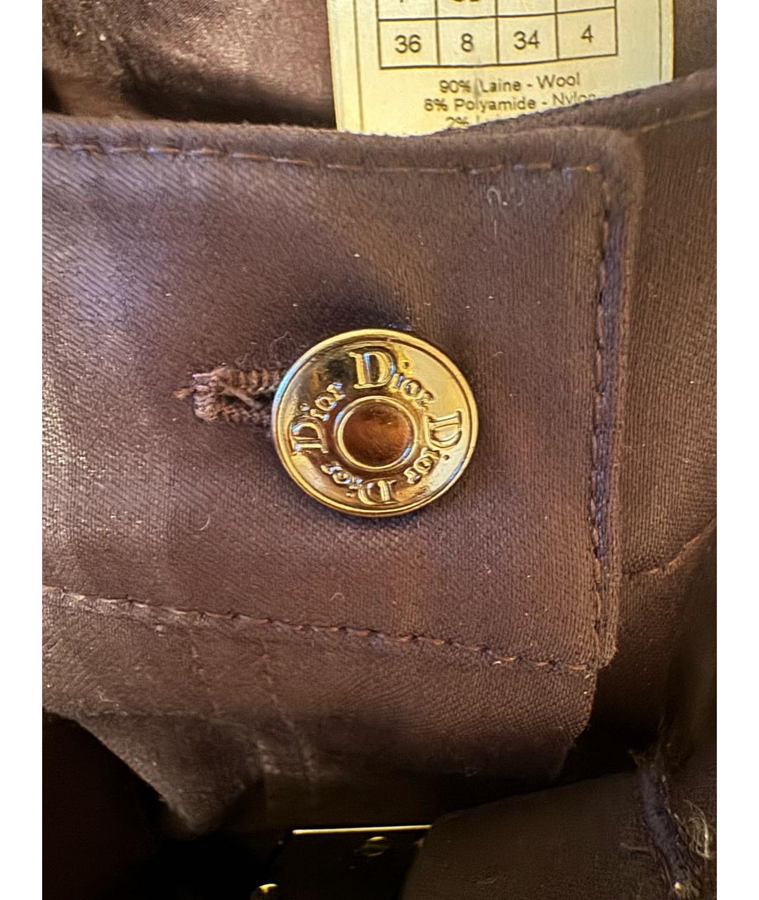 CHRISTIAN DIOR Коричневые шерстяные прямые брюки, фото 6