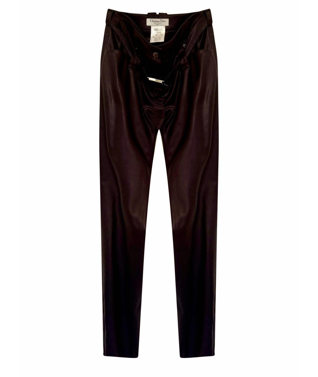 CHRISTIAN DIOR Коричневые шерстяные прямые брюки, фото 1