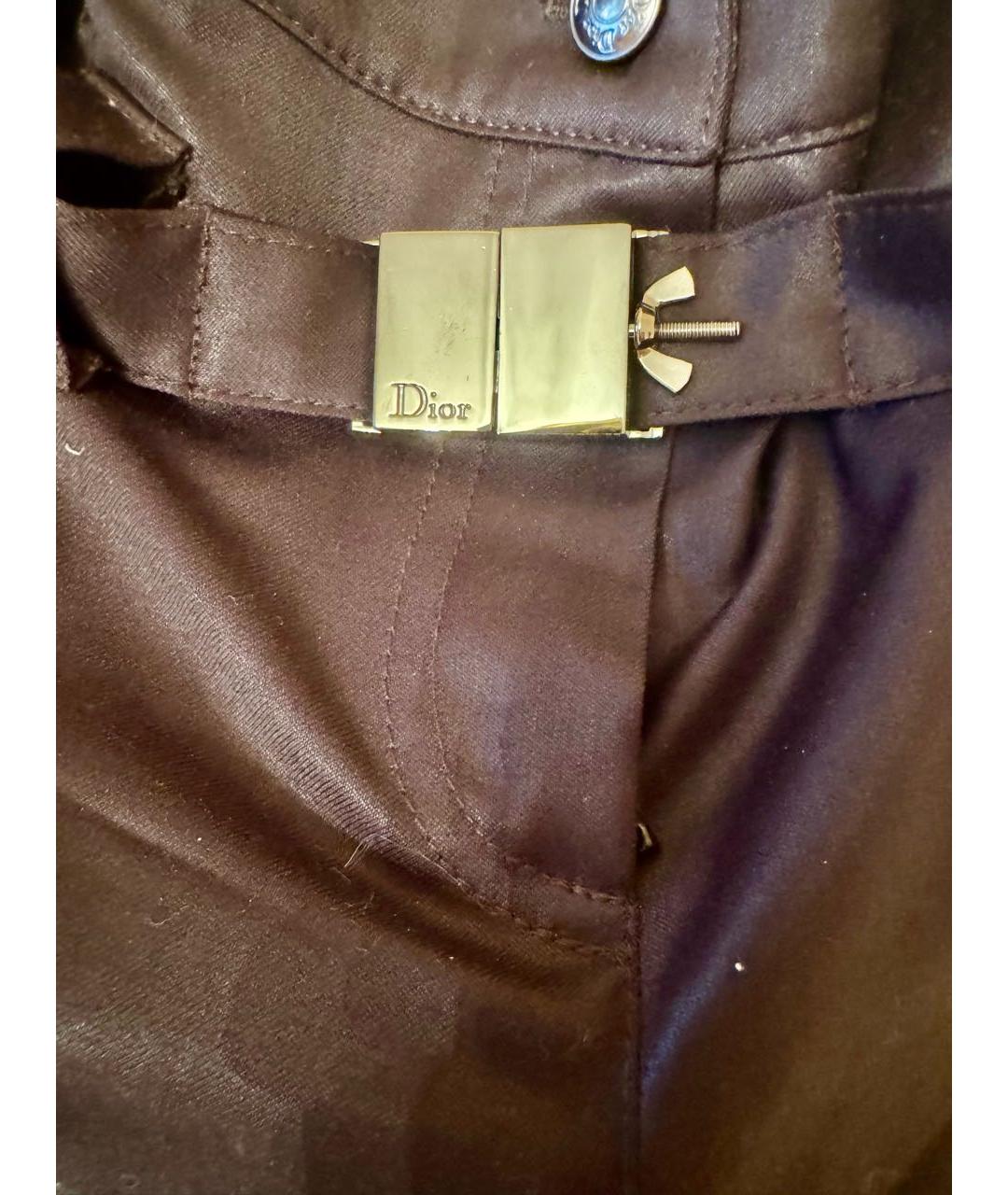 CHRISTIAN DIOR Коричневые шерстяные прямые брюки, фото 3