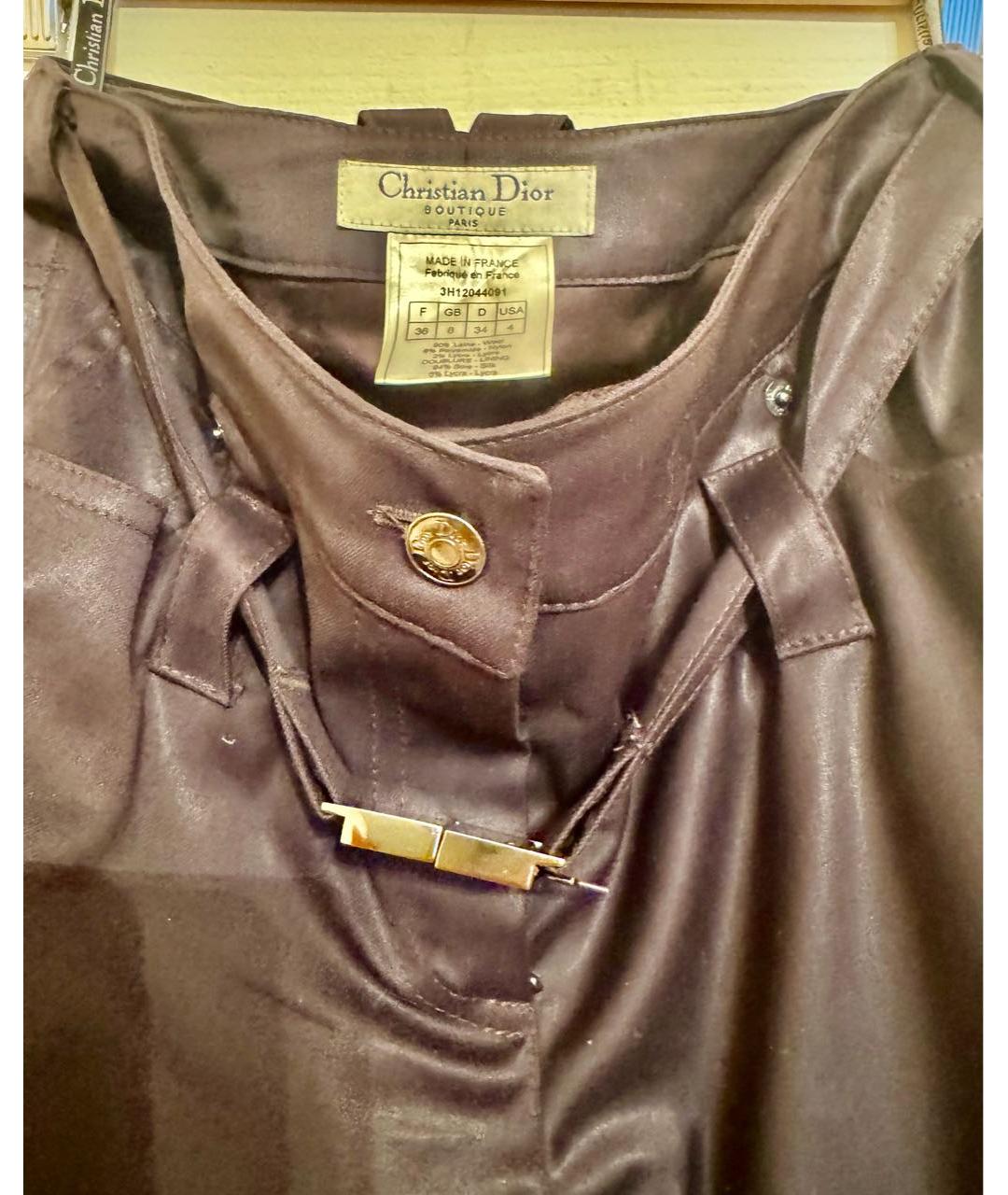 CHRISTIAN DIOR Коричневые шерстяные прямые брюки, фото 4