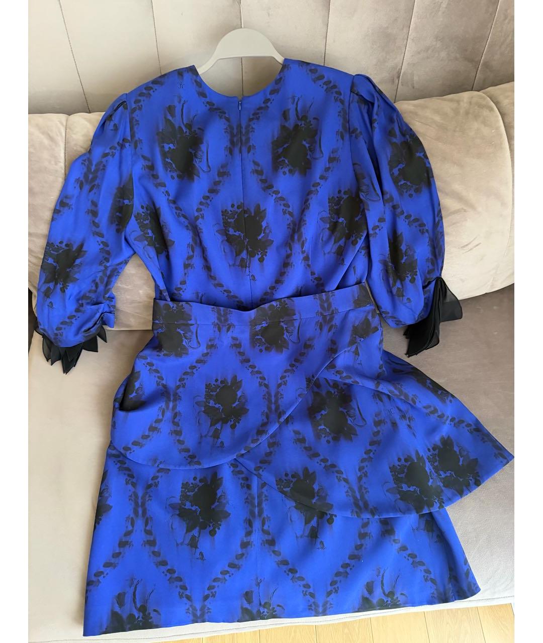 ULYANA SERGEENKO Синее шелковое коктейльное платье, фото 2