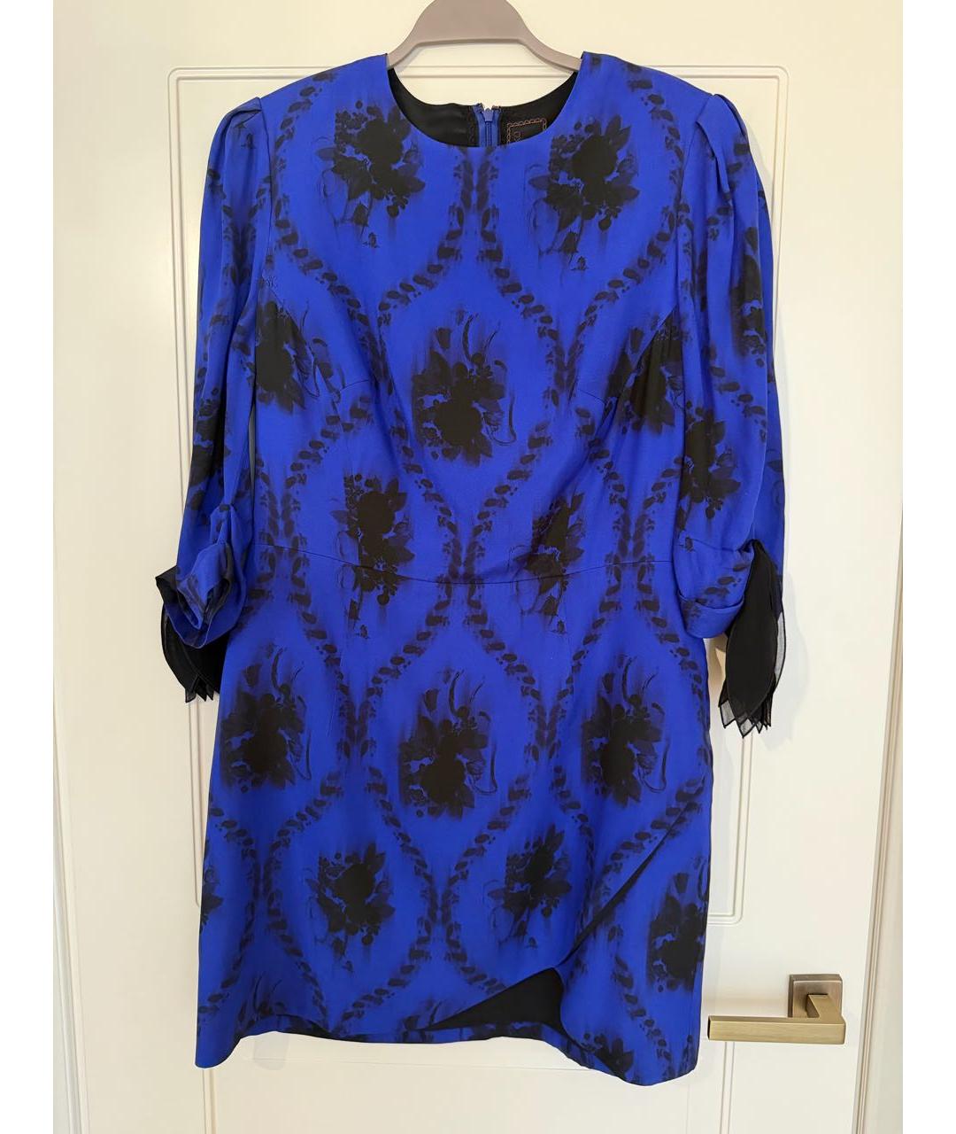 ULYANA SERGEENKO Синее шелковое коктейльное платье, фото 3