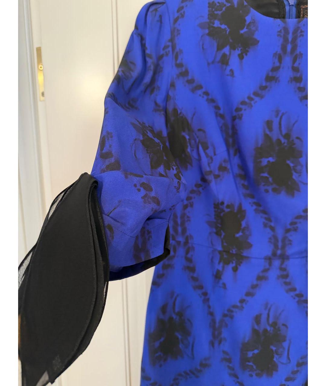 ULYANA SERGEENKO Синее шелковое коктейльное платье, фото 4