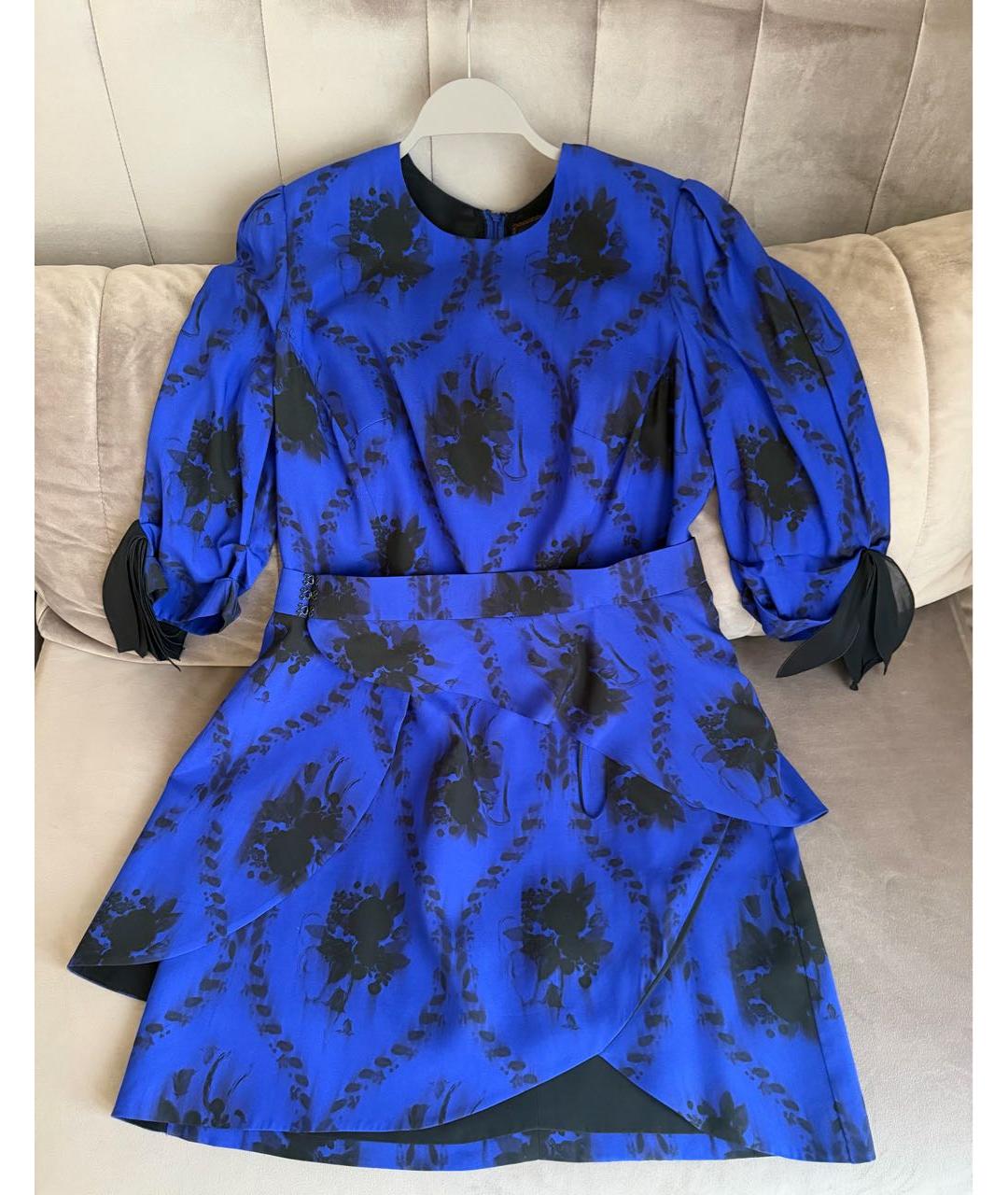 ULYANA SERGEENKO Синее шелковое коктейльное платье, фото 7