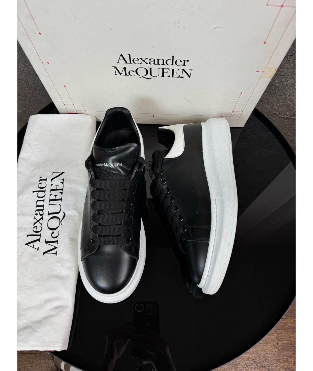 ALEXANDER MCQUEEN Черные кожаные низкие кроссовки / кеды, фото 6