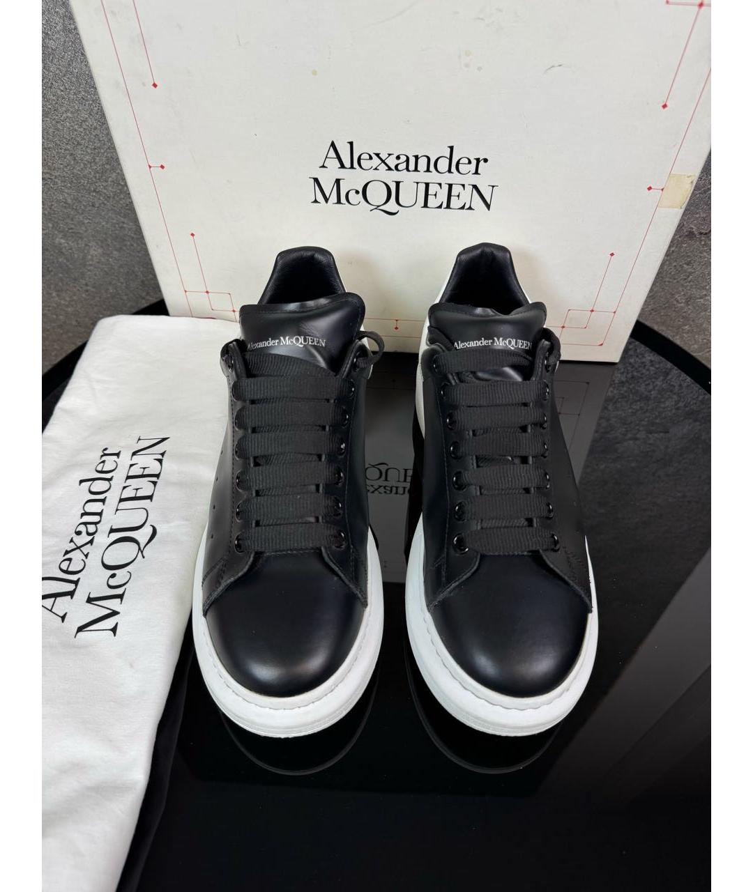 ALEXANDER MCQUEEN Черные кожаные низкие кроссовки / кеды, фото 2