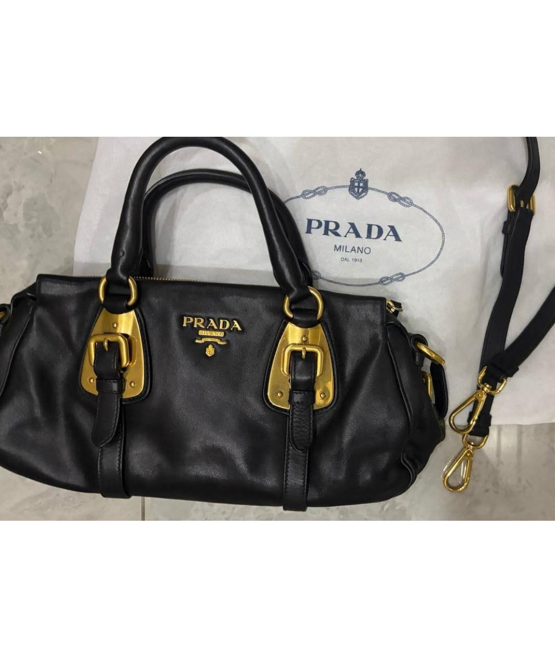 PRADA Черная кожаная сумка с короткими ручками, фото 2