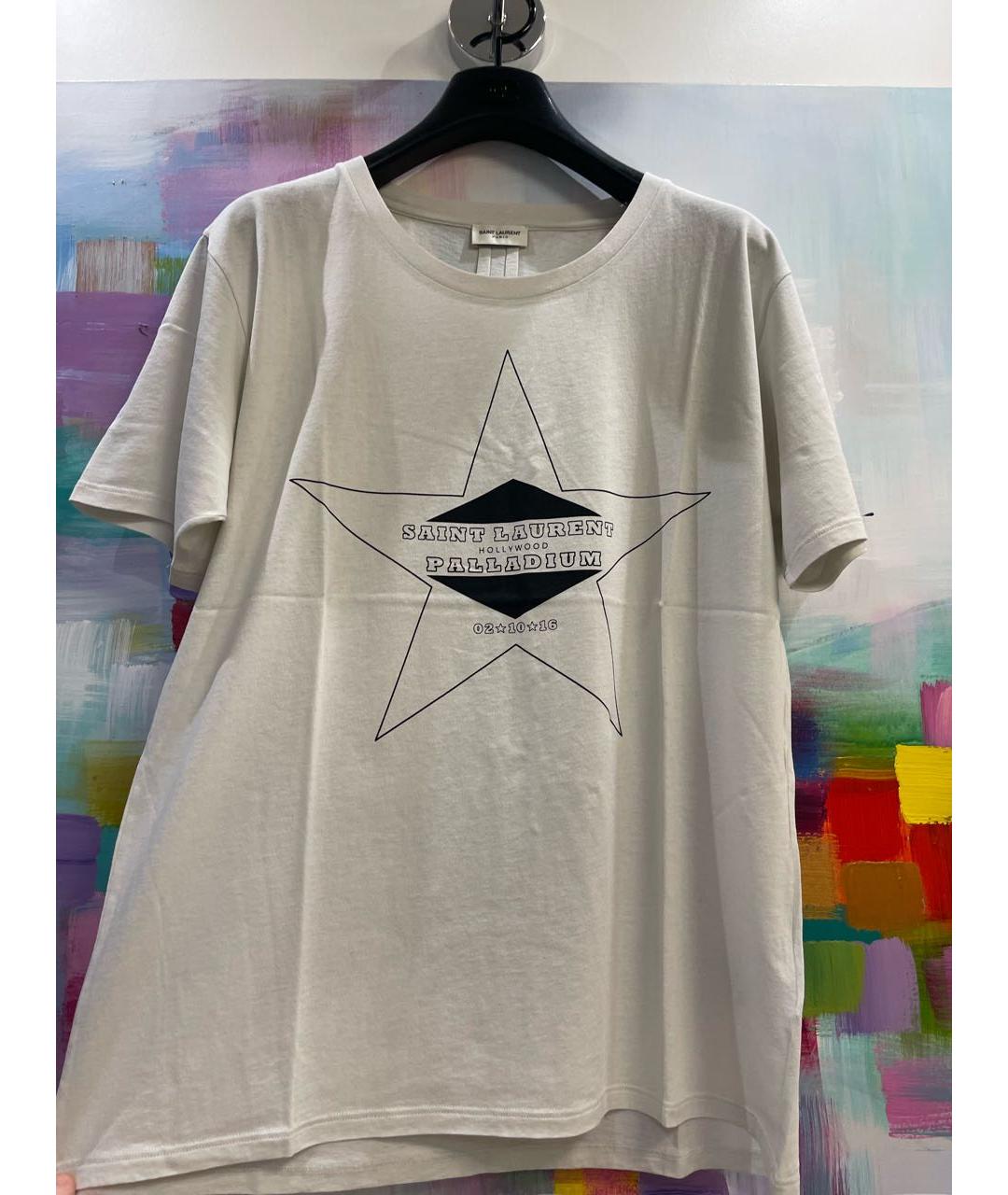 SAINT LAURENT Серая хлопковая футболка, фото 2