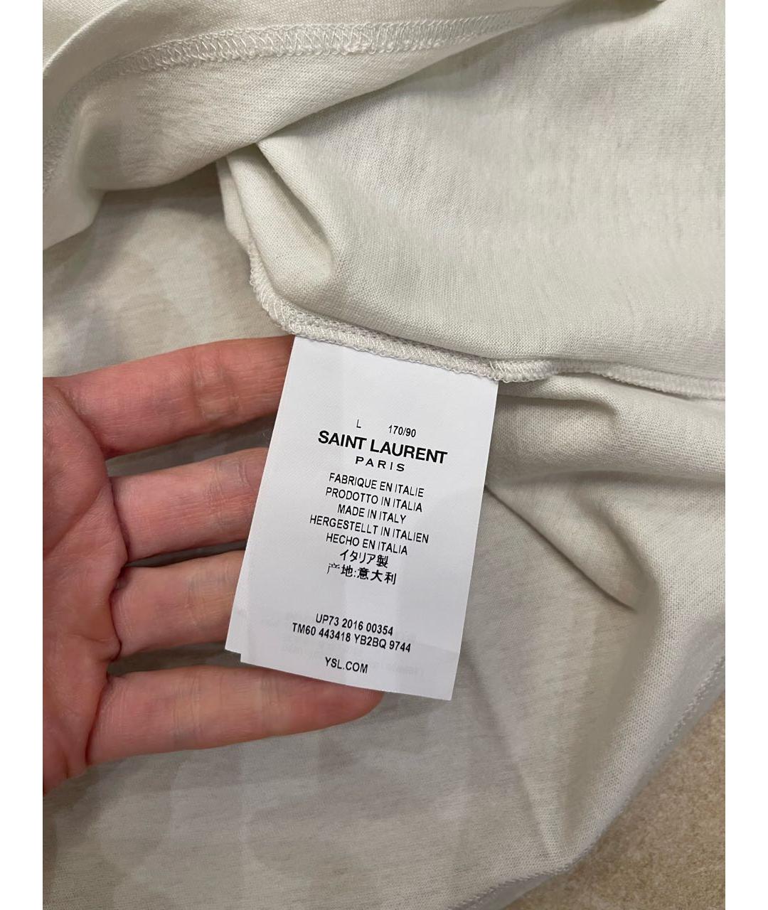 SAINT LAURENT Серая хлопковая футболка, фото 5