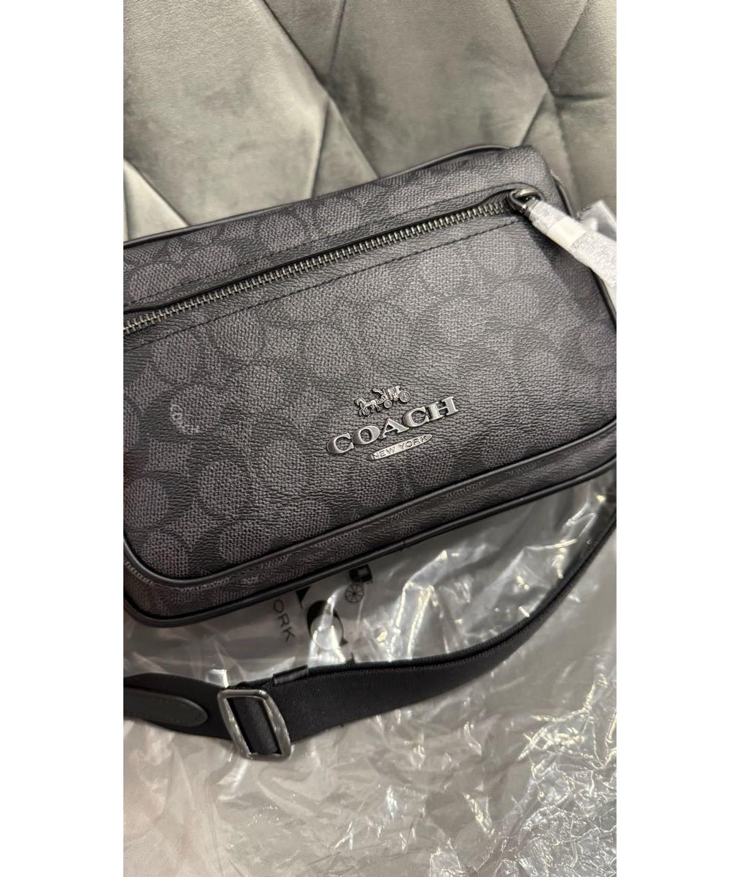 COACH Черная кожаная сумка на плечо, фото 6