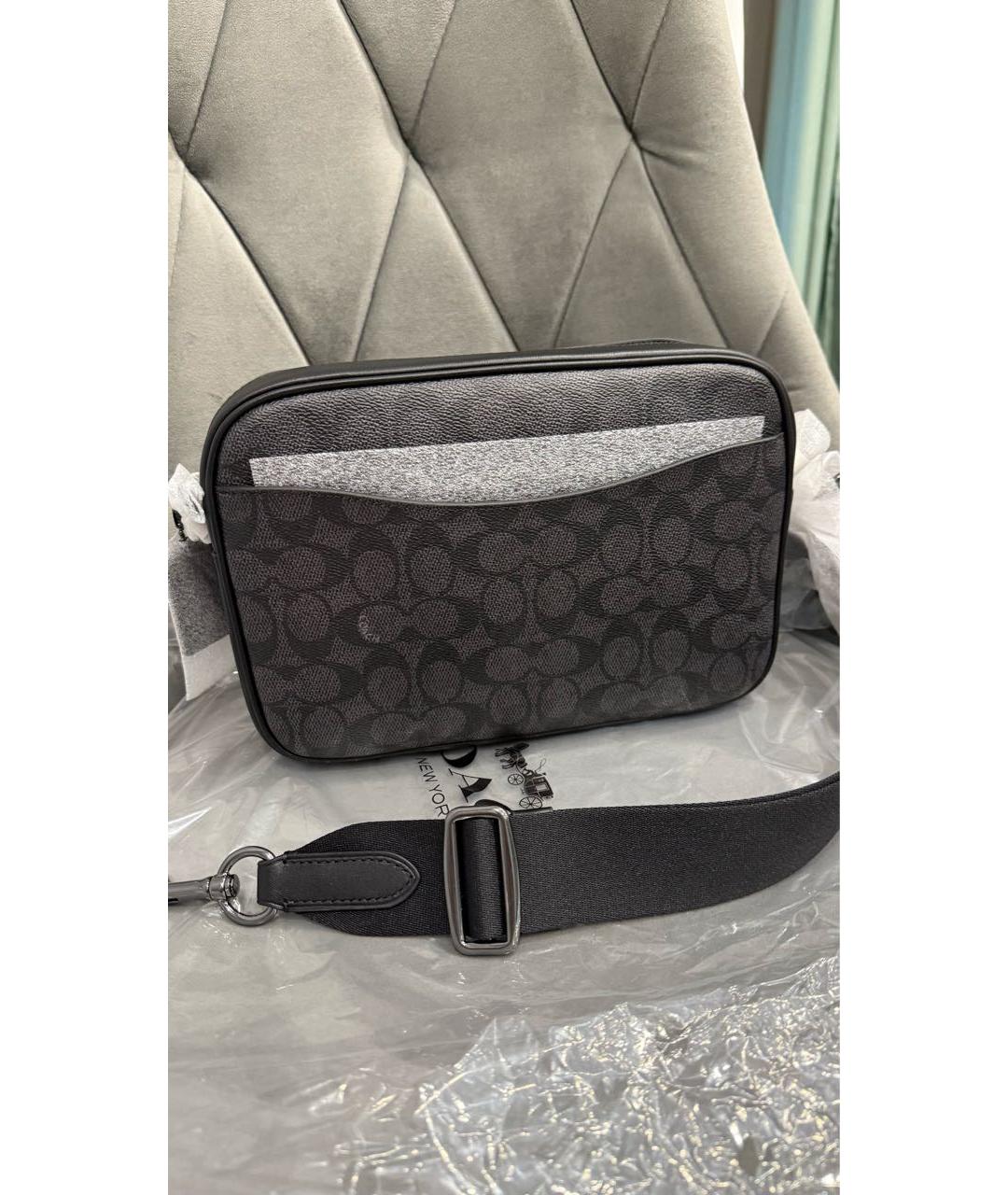 COACH Черная кожаная сумка на плечо, фото 4