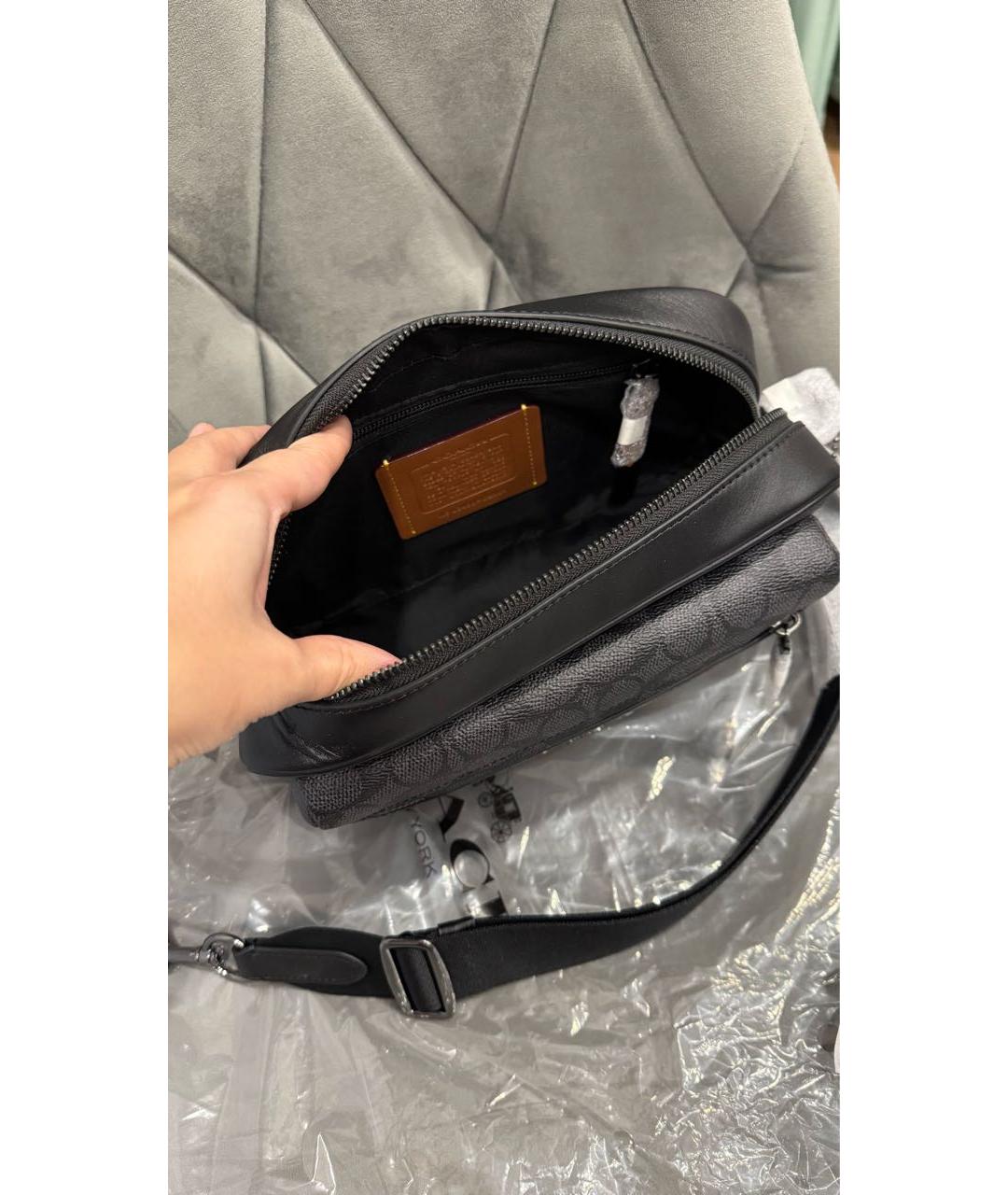 COACH Черная кожаная сумка на плечо, фото 5