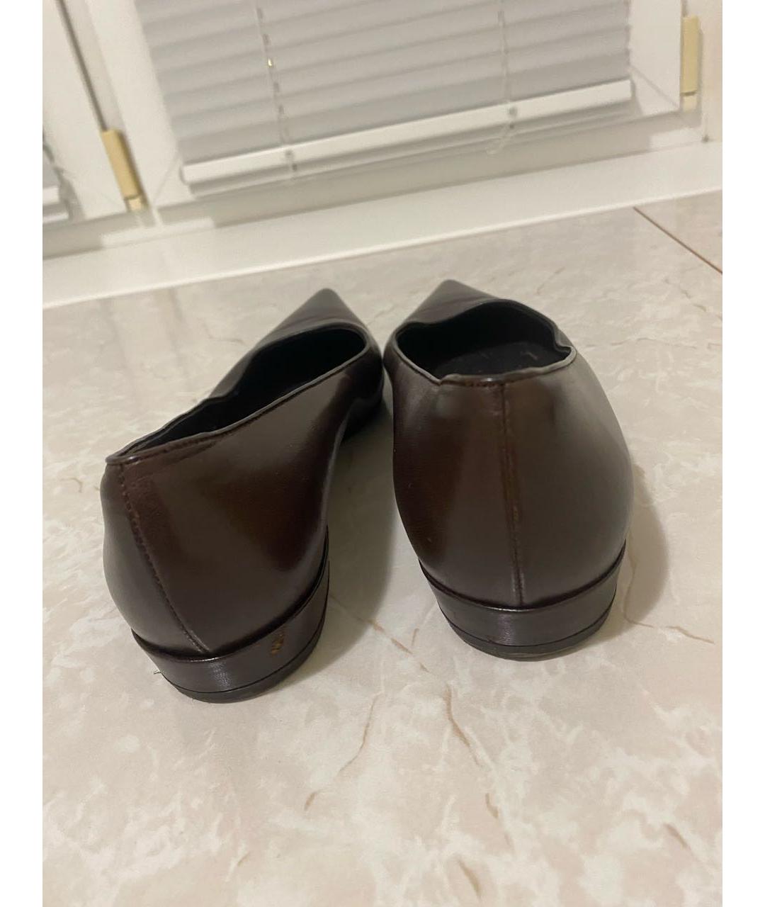 SAINT LAURENT Коричневые кожаные туфли, фото 4