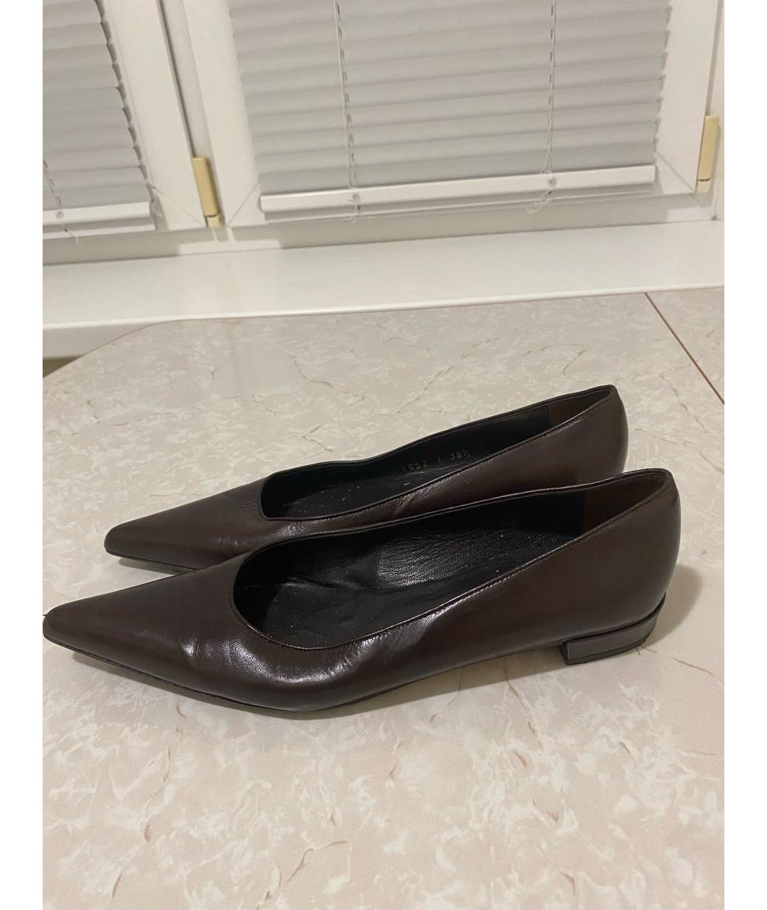 SAINT LAURENT Коричневые кожаные туфли, фото 5