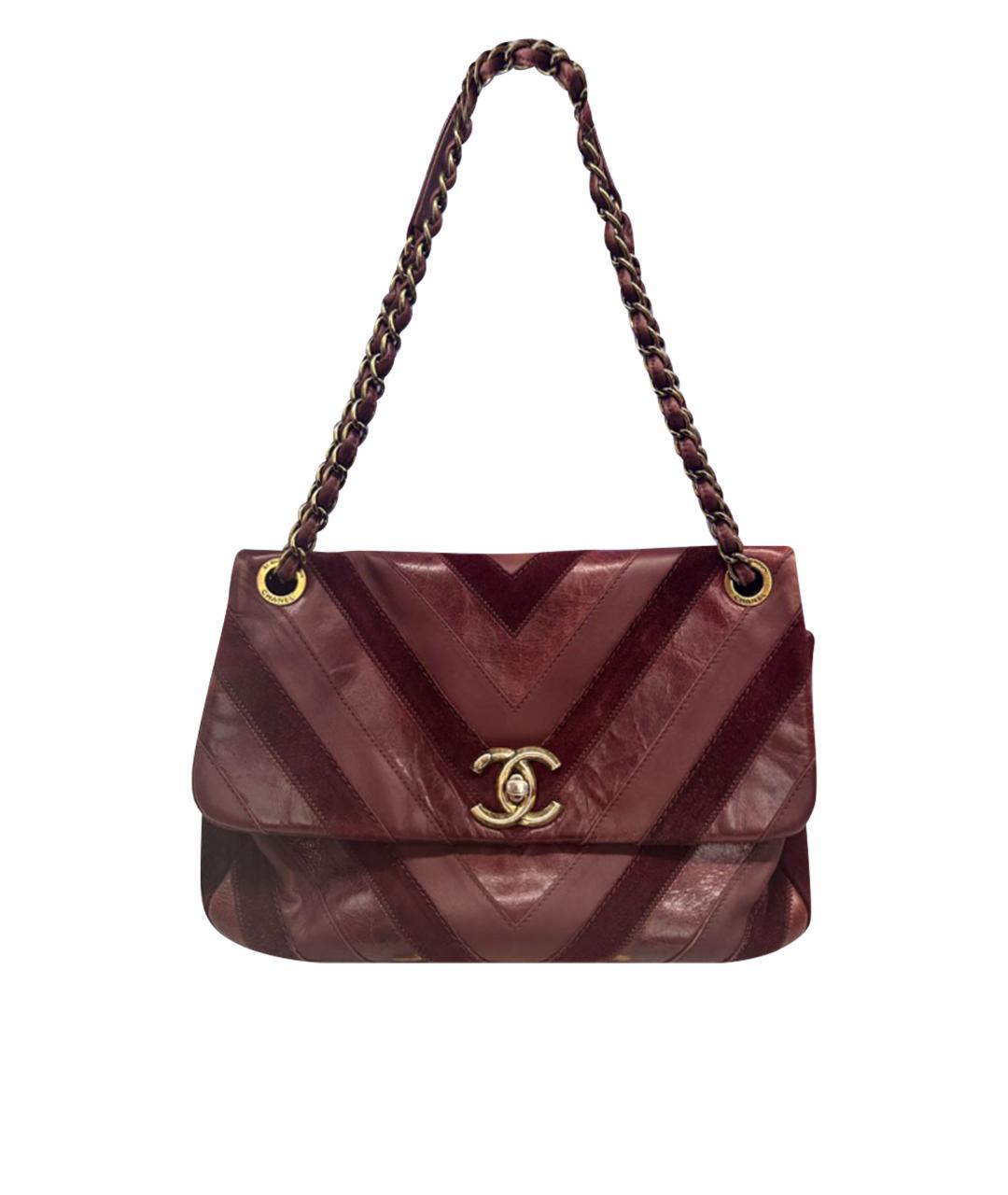CHANEL Бордовая кожаная сумка через плечо, фото 1