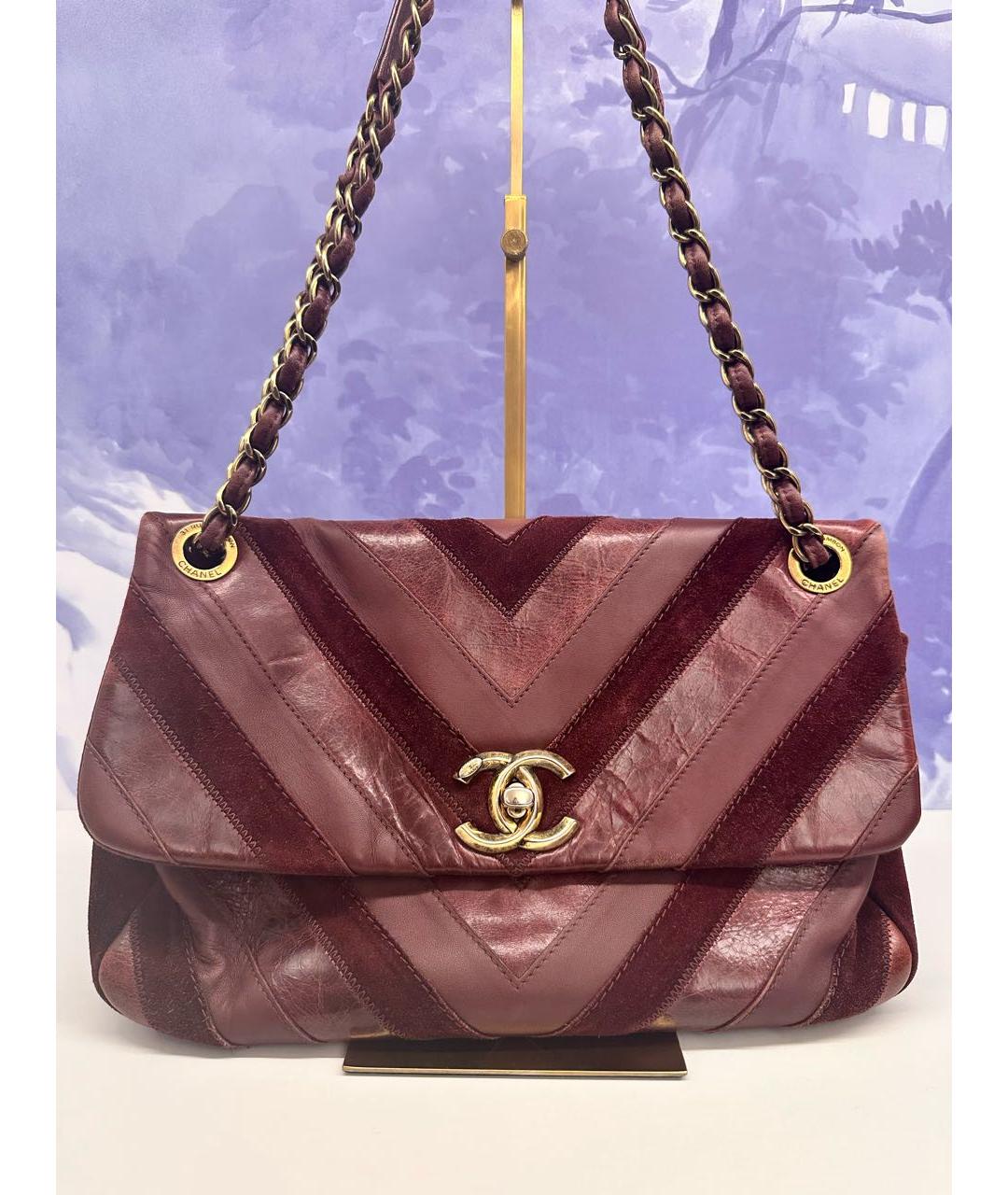 CHANEL Бордовая кожаная сумка через плечо, фото 2