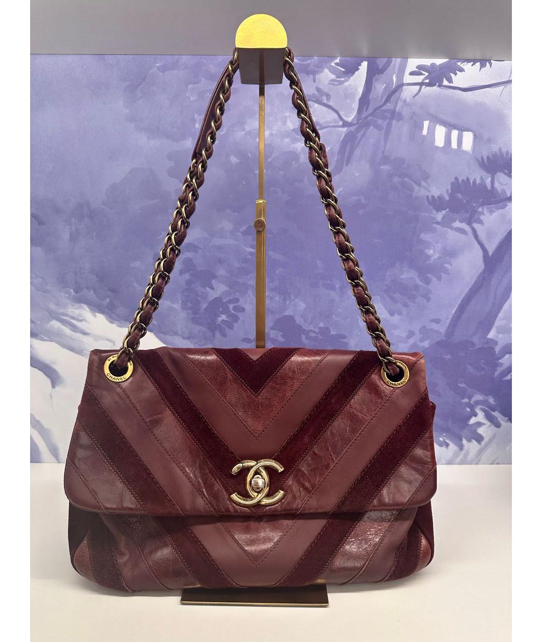 CHANEL Бордовая кожаная сумка через плечо, фото 6