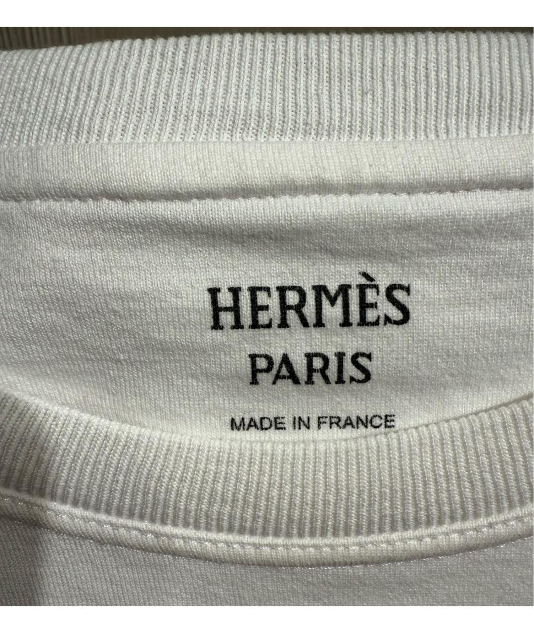 HERMES Белая хлопковая футболка, фото 6