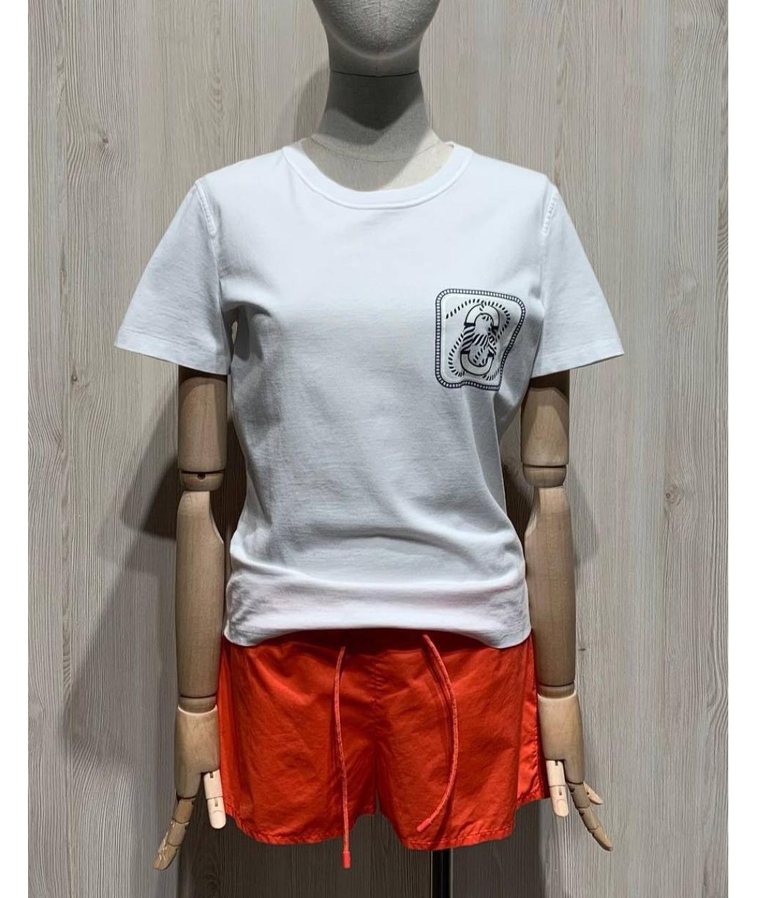 HERMES Белая хлопковая футболка, фото 8