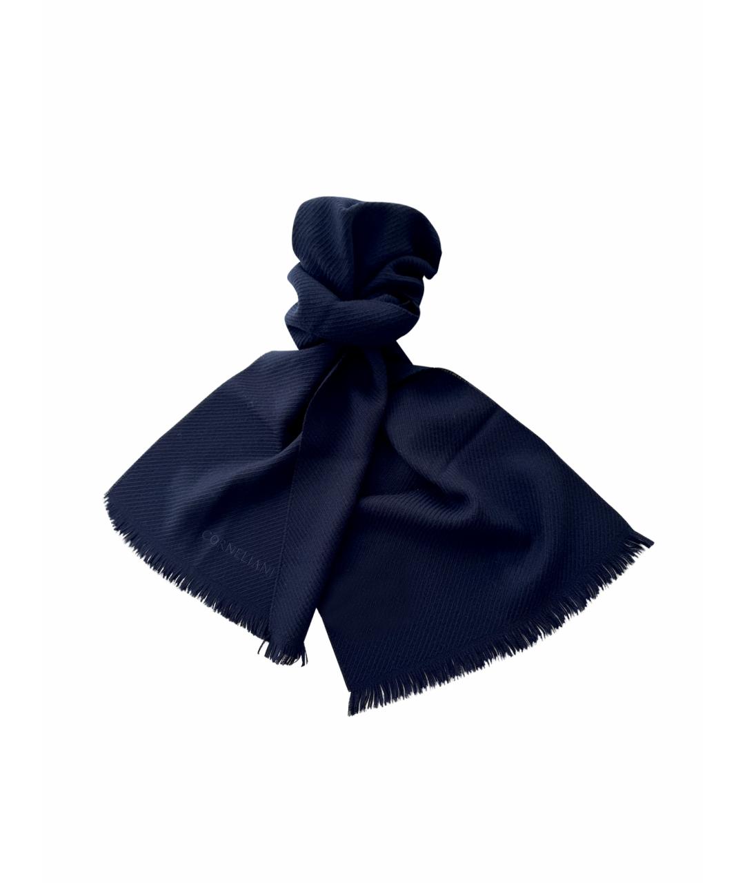 CORNELIANI Темно-синий шерстяной шарф, фото 1