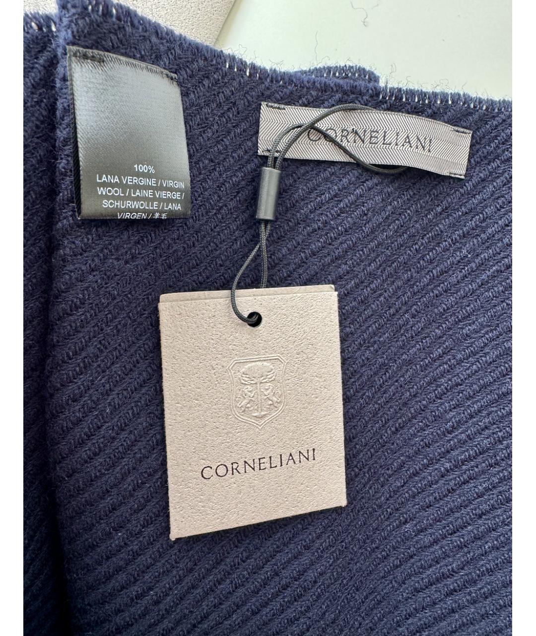 CORNELIANI Темно-синий шерстяной шарф, фото 3