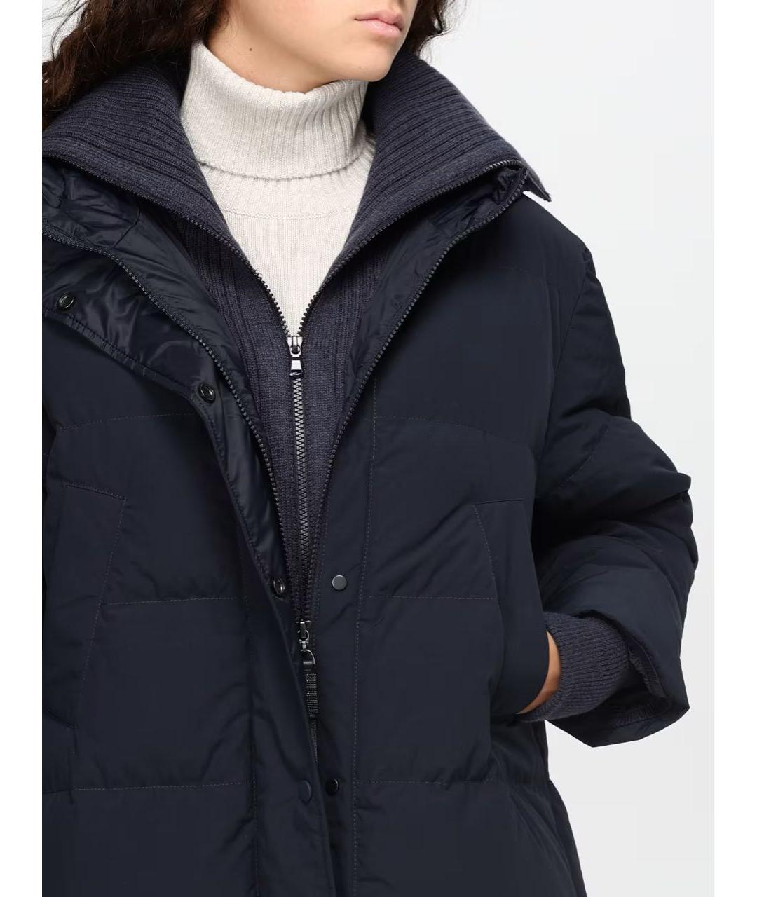 BRUNELLO CUCINELLI Темно-синий полиамидовый пуховик, фото 8