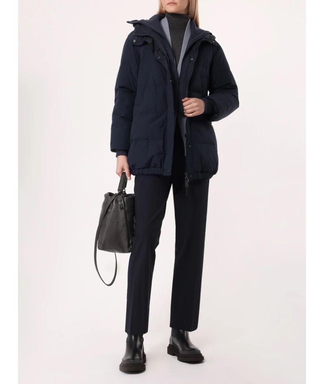 BRUNELLO CUCINELLI Темно-синий полиамидовый пуховик, фото 2