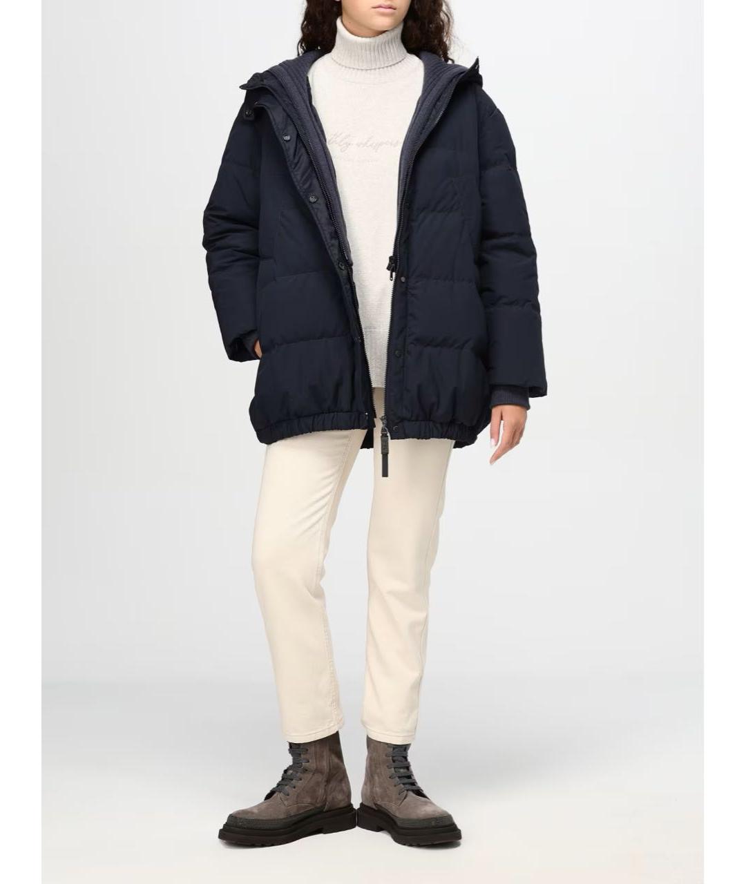 BRUNELLO CUCINELLI Темно-синий полиамидовый пуховик, фото 6