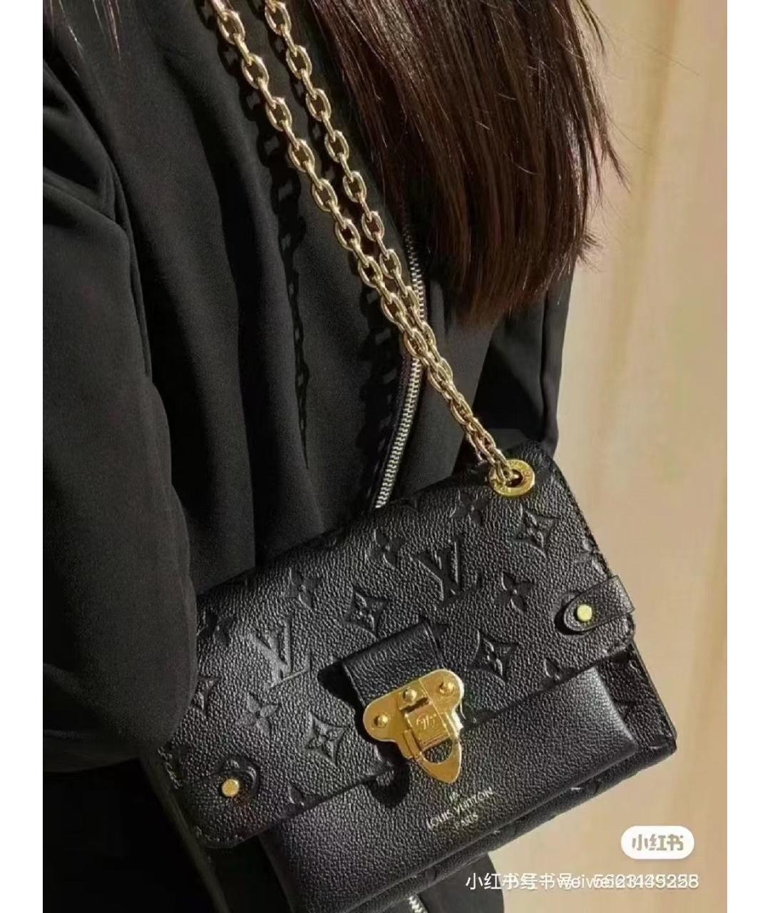 LOUIS VUITTON Черная кожаная сумка через плечо, фото 6