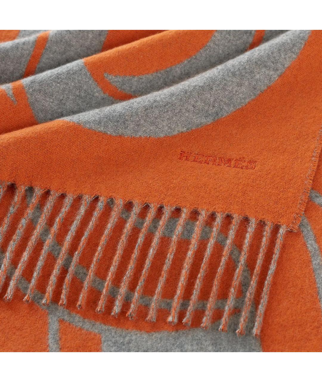 HERMES Оранжевый кашемировый шарф, фото 2