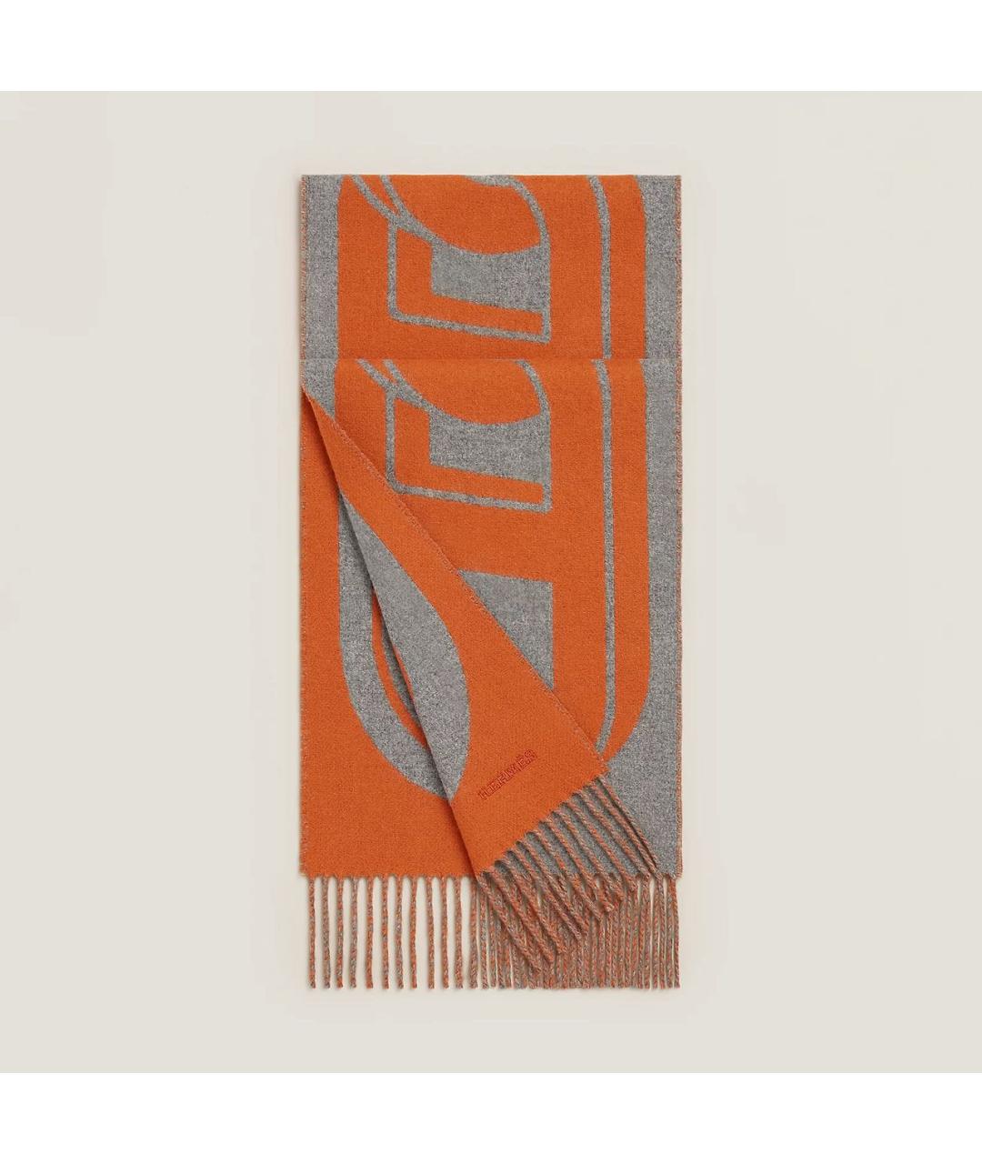 HERMES Оранжевый кашемировый шарф, фото 4