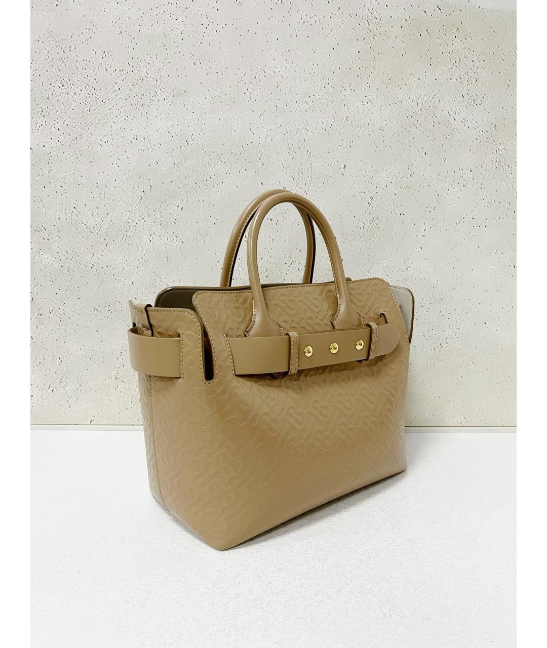 BURBERRY Бежевая кожаная сумка тоут, фото 3