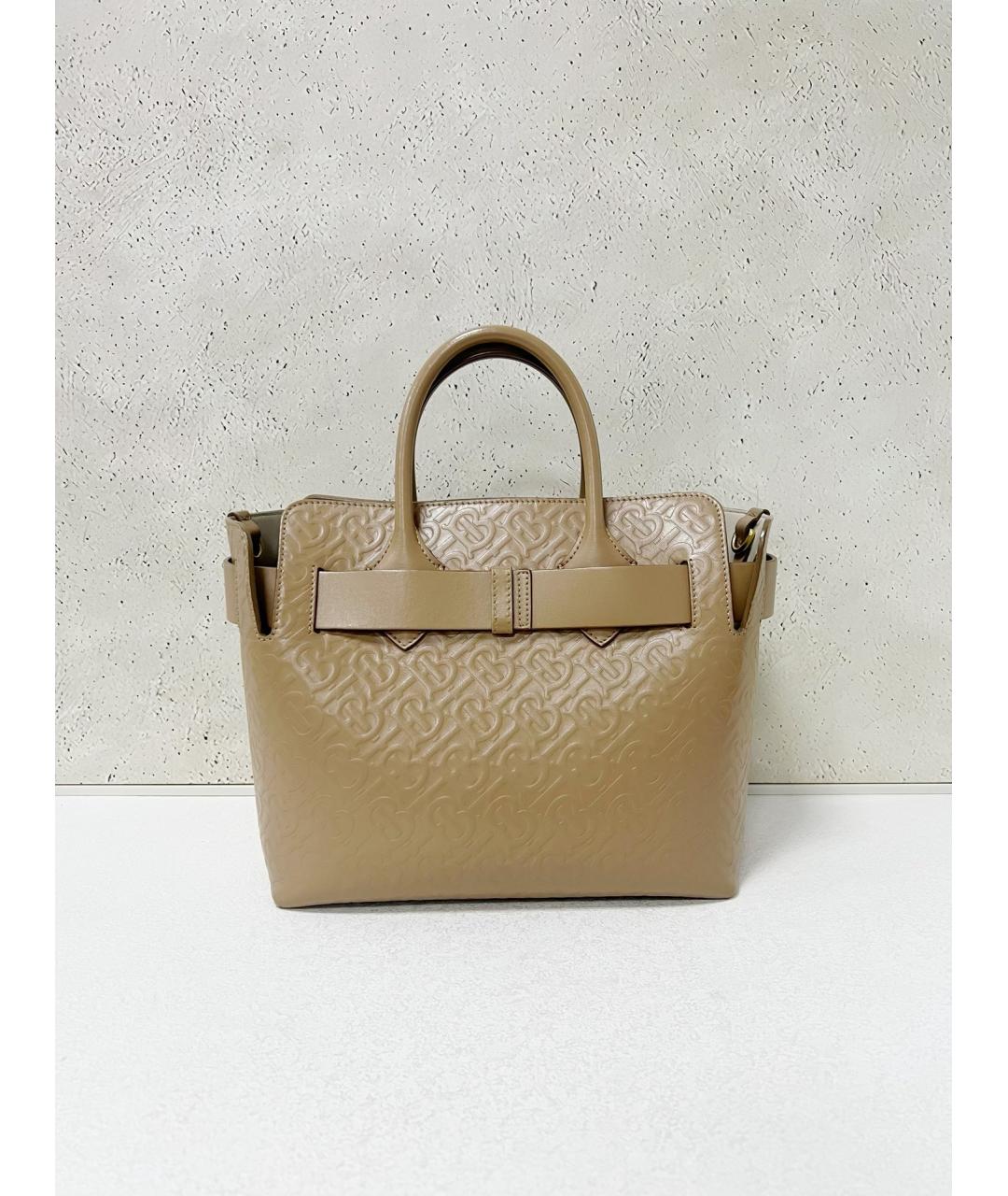 BURBERRY Бежевая кожаная сумка тоут, фото 2