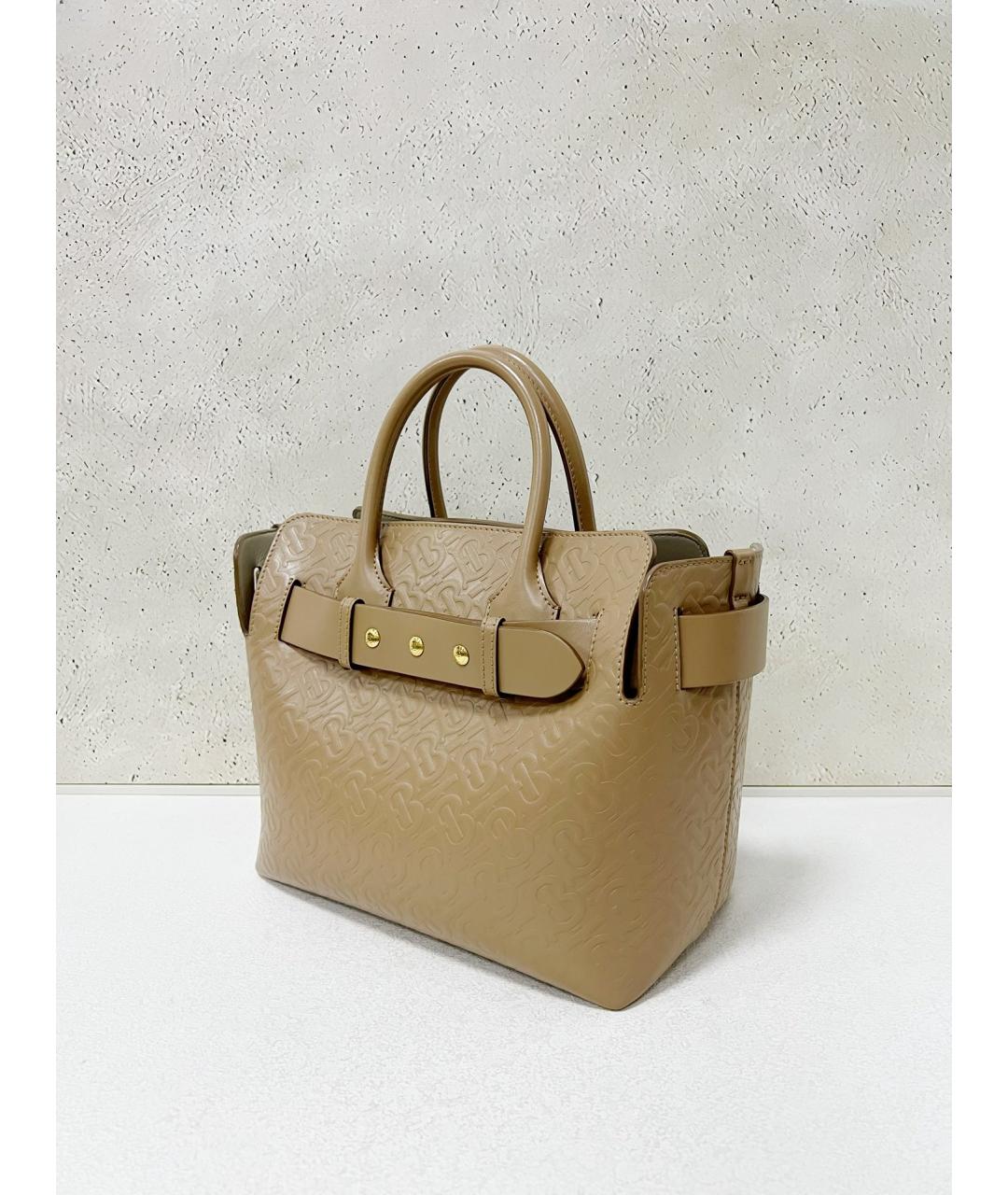 BURBERRY Бежевая кожаная сумка тоут, фото 4