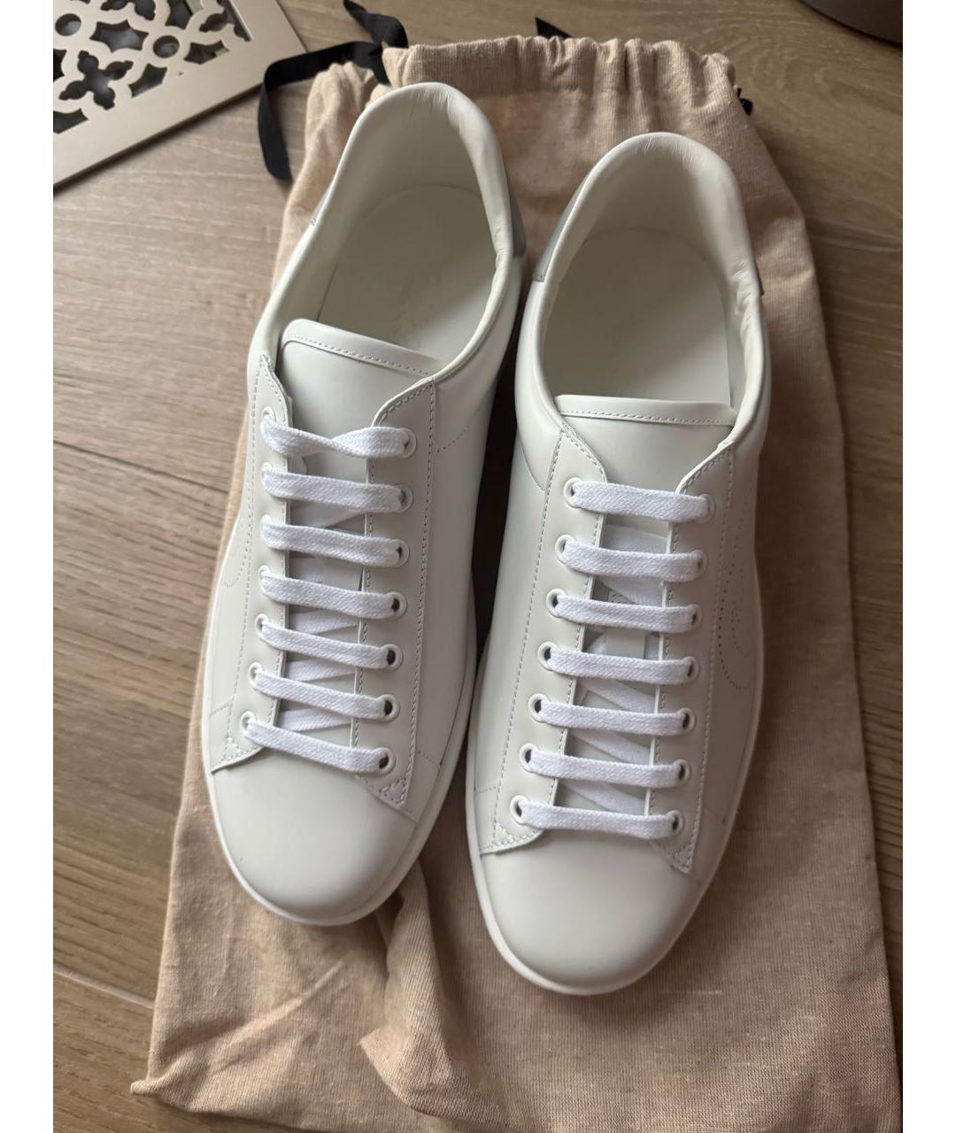 GUCCI Белые кожаные низкие кроссовки / кеды, фото 2