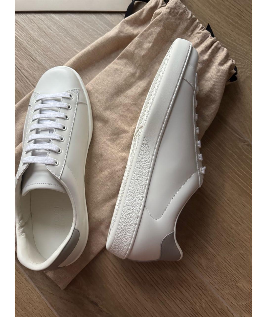 GUCCI Белые кожаные низкие кроссовки / кеды, фото 4