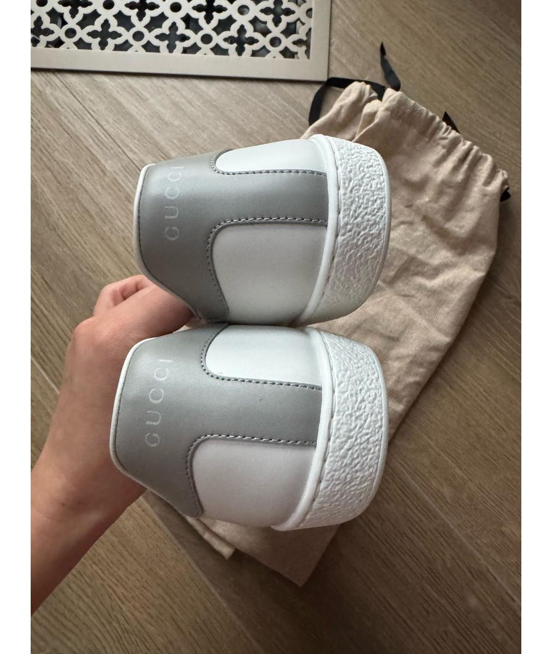 GUCCI Белые кожаные низкие кроссовки / кеды, фото 5