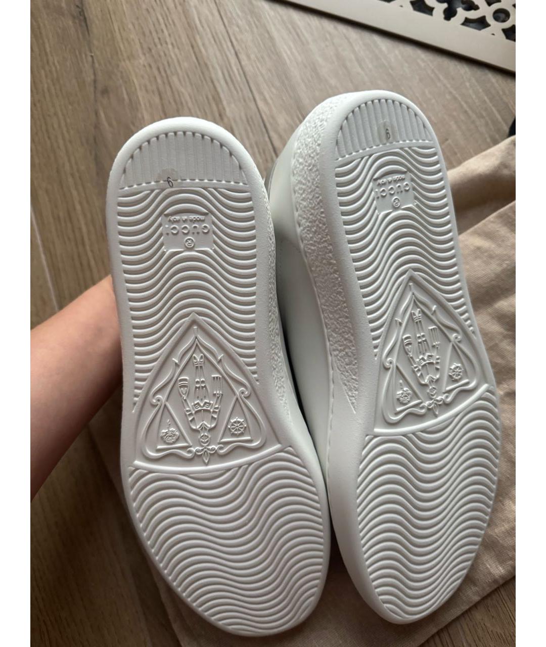 GUCCI Белые кожаные низкие кроссовки / кеды, фото 6