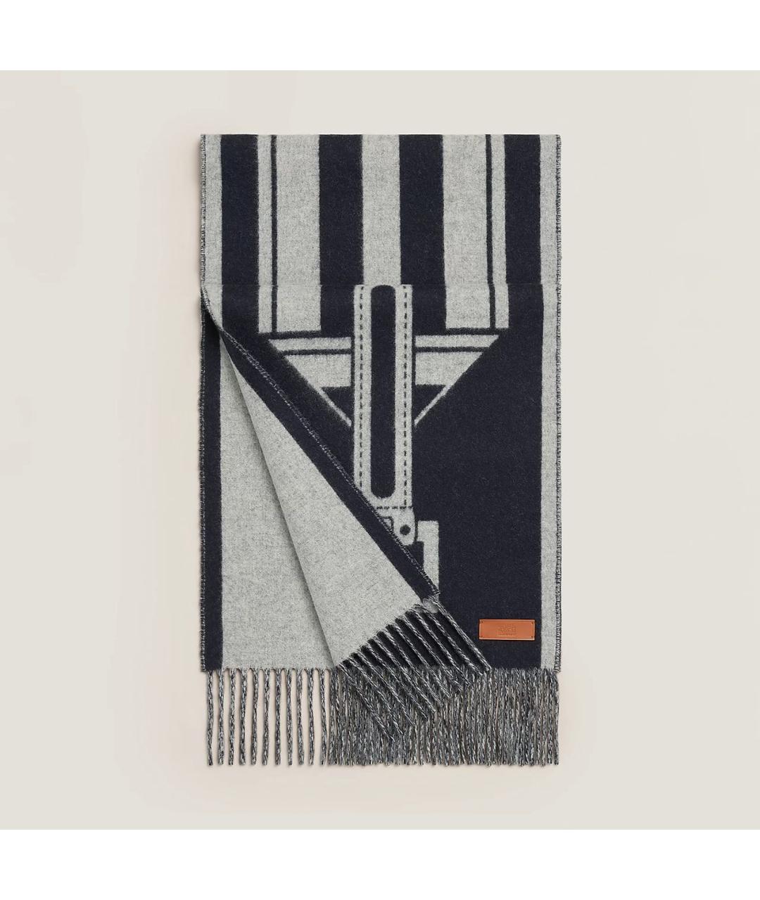HERMES Серый кашемировый шарф, фото 4