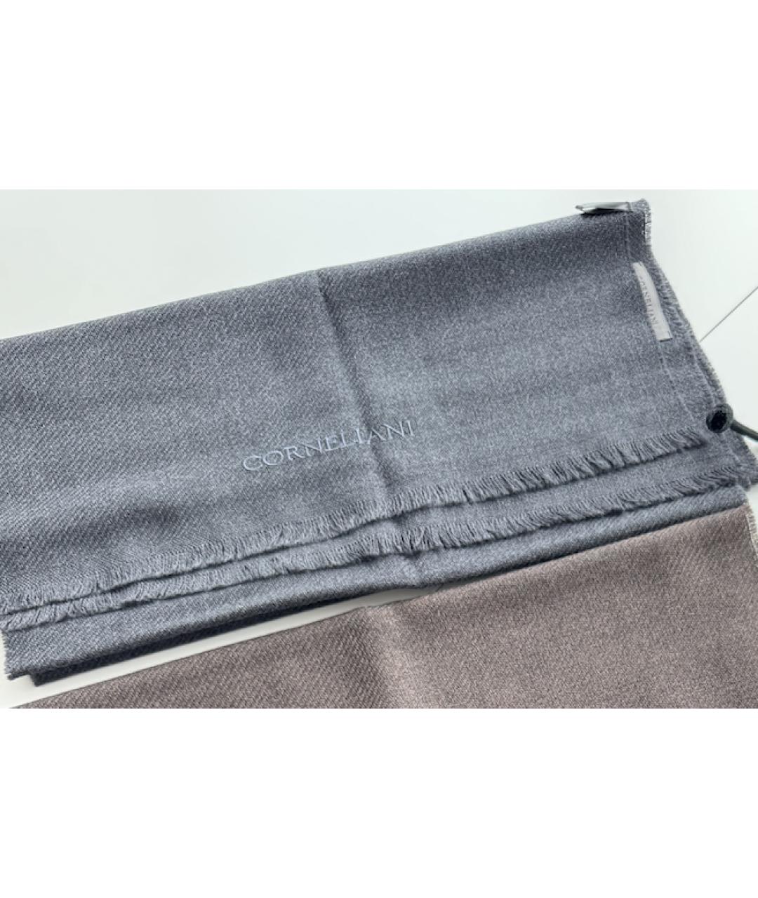 CORNELIANI Серый шерстяной шарф, фото 4