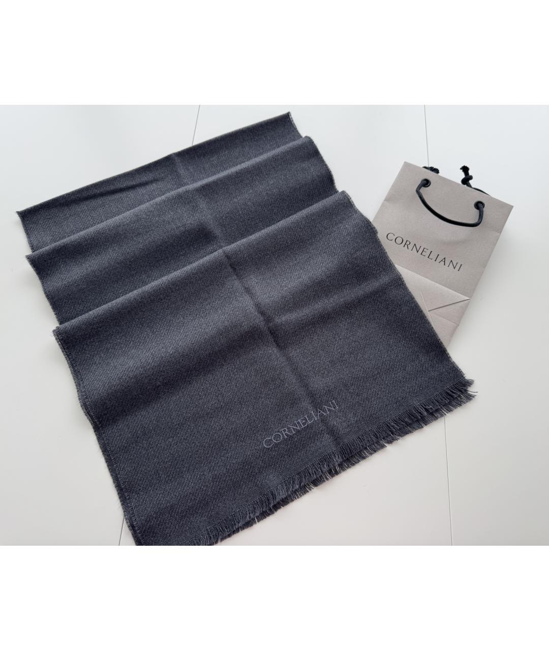 CORNELIANI Серый шерстяной шарф, фото 5